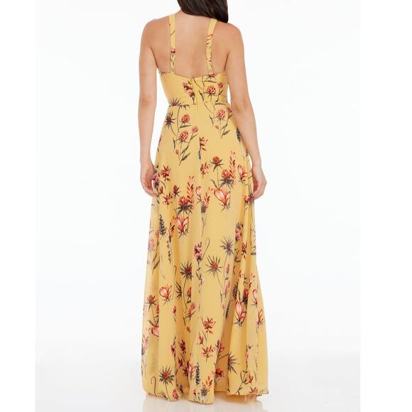 Dress The Population Brenna Canary Multi Yellow Floral Sheath Maxi Dress Small - Picture 7 of 13